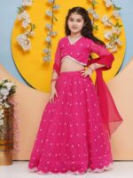 Bitiya by Bhama Girls Floral Embroidered Ready to Wear Lehenga & Blouse With Dupatta - Image 4