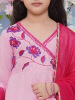 Bitiya by Bhama Girls Floral Embroidered Sequinned Anarkali Kurta with Trousers & Dupatta - Image 2