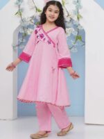 Bitiya by Bhama Girls Floral Embroidered Sequinned Anarkali Kurta with Trousers & Dupatta - Image 4