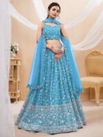 FABPIXEL Embroidered Sequinned Semi-Stitched Lehenga Choli With Dupatta