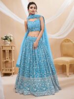 FABPIXEL Embroidered Sequinned Semi-Stitched Lehenga Choli With Dupatta - Image 5