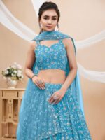 FABPIXEL Embroidered Sequinned Semi-Stitched Lehenga Choli With Dupatta - Image 4
