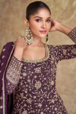 Glamorous Festival Wear Semi-Stitched Salwar Suit Collection - Wine - Image 2