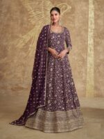 Glamorous Festival Wear Semi-Stitched Salwar Suit Collection - Wine