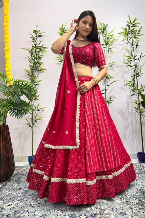 Pink Georgette With Embroidery Lehenga Choli Set