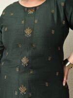 PrettyPlus by Desinoor.com Plus Size Embellished Straight Kurta with Palazzos & Dupatta - Image 7