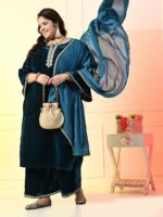 PrettyPlus by Desinoor.com Plus Size Ethnic Motifs Embroidered Thread Work Kurta Set - Image 6