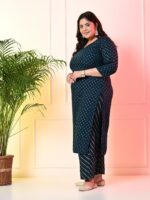 PrettyPlus by Desinoor.com Plus Size Ethnic Motifs Printed Kurta with Trousers & Dupatta - Image 4