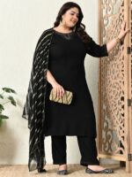 PrettyPlus by Desinoor.com Plus Size Ethnic Motifs Yoke Design Beads and Stones Kurta Set - Image 6