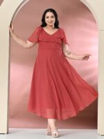 PrettyPlus by Desinoor.com Plus Size Flared Sleeve Fit & Flare Midi Dress