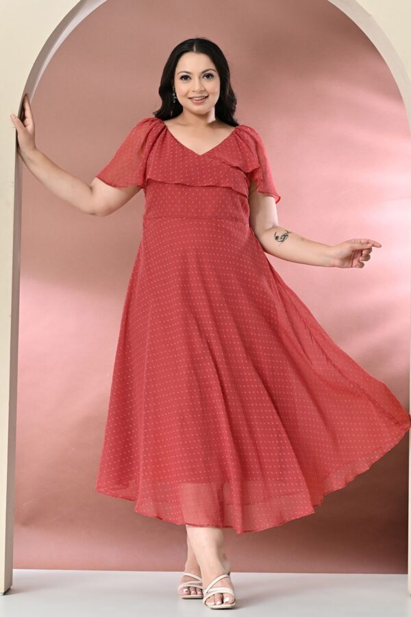PrettyPlus by Desinoor.com Plus Size Flared Sleeve Fit & Flare Midi Dress