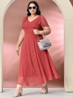 PrettyPlus by Desinoor.com Plus Size Flared Sleeve Fit & Flare Midi Dress - Image 6