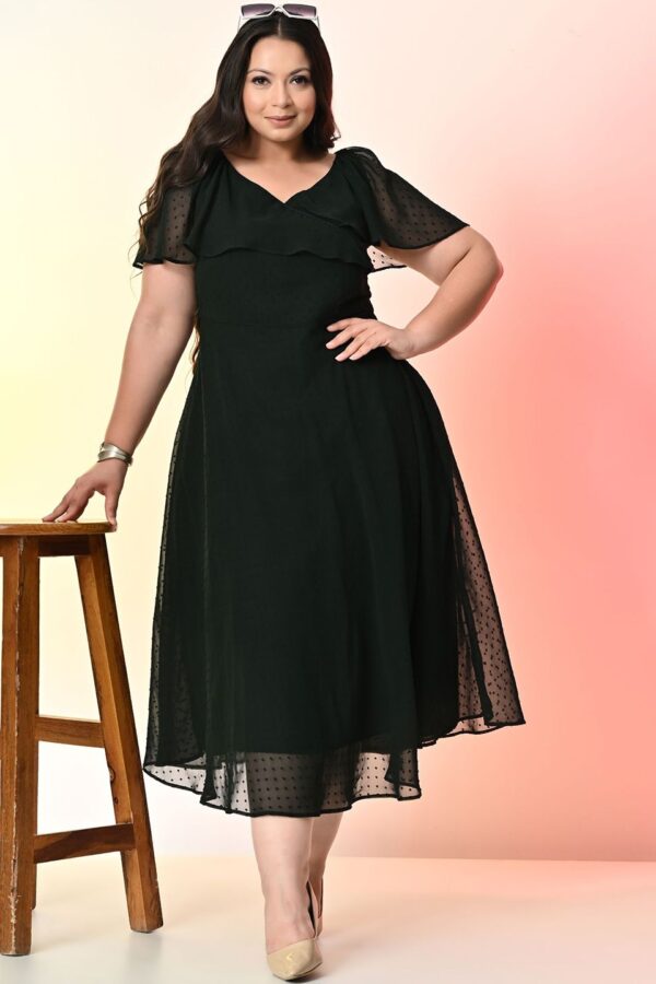 PrettyPlus by Desinoor.com Plus Size Flared Sleeve Georgette Fit & Flare Midi Dress