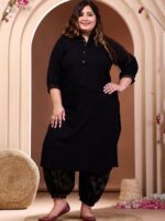 PrettyPlus by Desinoor.com Plus Size Shirt Collar Pathani Kurta With Harem Pant