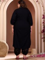 PrettyPlus by Desinoor.com Plus Size Shirt Collar Pathani Kurta With Harem Pant - Image 4