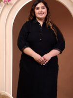 PrettyPlus by Desinoor.com Plus Size Shirt Collar Pathani Kurta With Harem Pant - Image 6