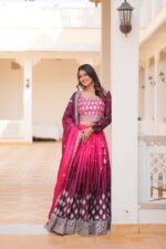 Women's Pink Chinon 7MM Sequins Embroidered Lehenga Choli Set - Image 3