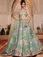 SEAGREEN - Net Fabric Sequinse Embroidery Semi-Stitched Lehenga Choli & Dupatta