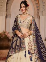 NAVY BLUE - Tissue Fabric Sequinse embroidery Semi-Stitched Lehenga choli & Dupatta