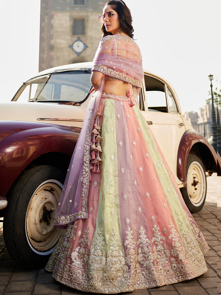 LAVENDER - Tissue FabricSequinse embroidery Semi-Stitched Lehenga choli & Dupatta - Image 2
