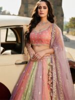 LAVENDER - Tissue FabricSequinse embroidery Semi-Stitched Lehenga choli & Dupatta