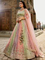 PINK - Tissue FabricSequinse embroidery Semi-Stitched Lehenga choli & Dupatta