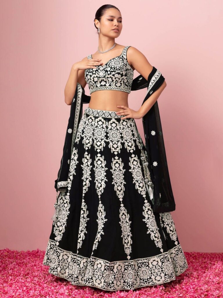 Black Thread Work Georgette Lehenga Choli