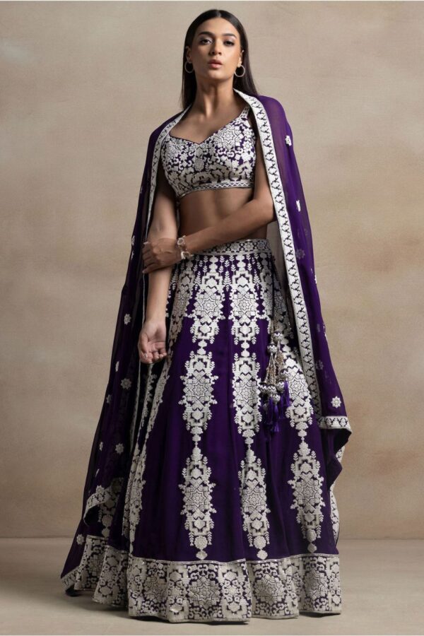 Bewitching Purple Thread Work Georgette Festival Wear Lehenga Choli