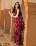 Raina Georgette Pre draped Saree - Image 4