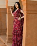 Raina Georgette Pre draped Saree - Image 6