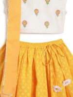 Tiber Taber Girls Embroidered Cotton Ready To Wear Lehenga & Blouse With Dupatta - Image 4