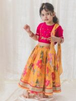 Tiber Taber Girls Embroidered Pure Cotton Ready to Wear Lehenga & Blouse With Dupatta - Image 4
