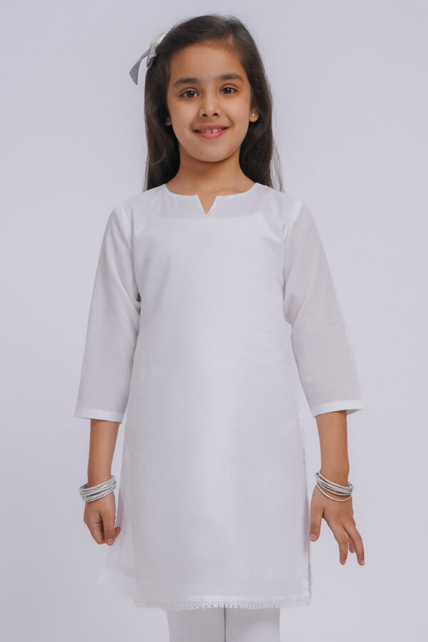 VASTRAMAY Girls' White Only Kurta