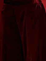 Women Maroon Velvet Flared Palazzos - Image 4