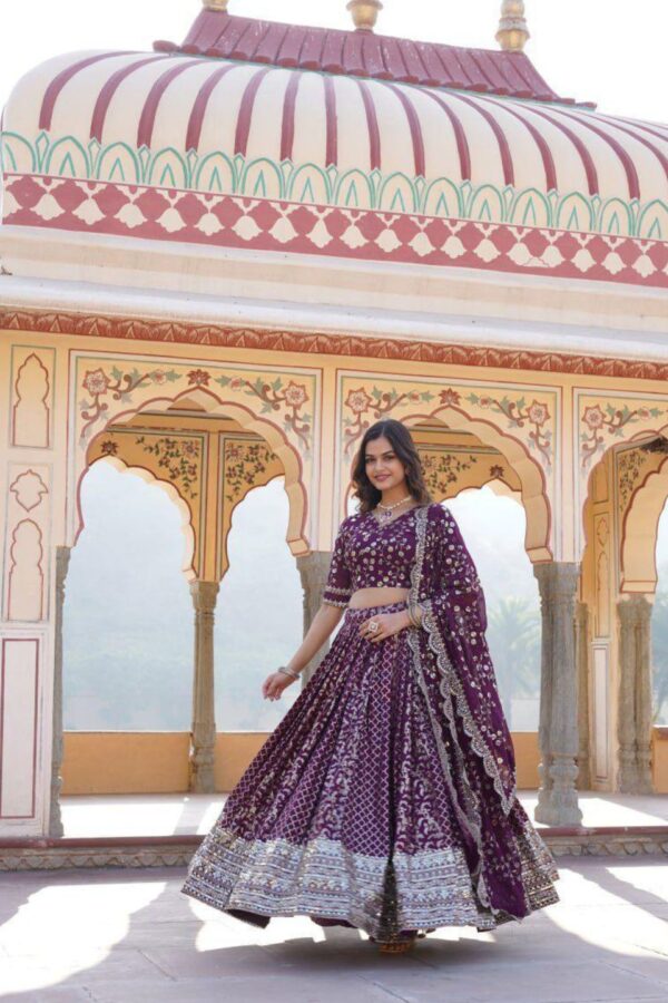 Lehenga Choli Collection with Unstitched Blouse- Wine