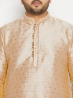 Men's Plus Size Gold Zari Weaved Kurta Dhoti Set - Image 4