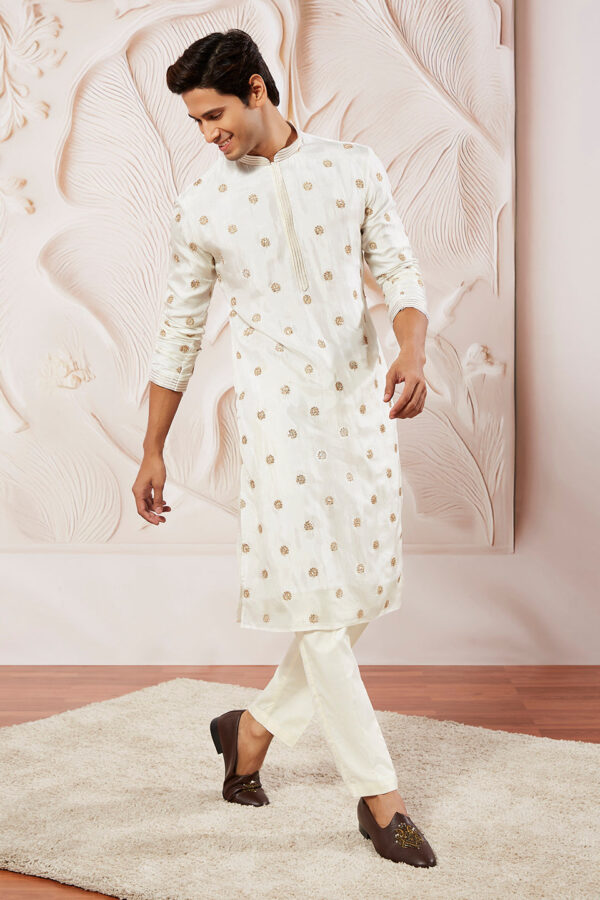 White Tissue Silk Kurta
