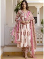 Floral Printed Regular Pure Cotton Kurta with Trousers & Dupatta