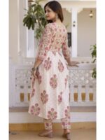 Floral Printed Regular Pure Cotton Kurta with Trousers & Dupatta - Image 3