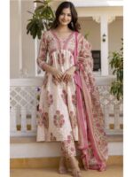 Floral Printed Regular Pure Cotton Kurta with Trousers & Dupatta - Image 5