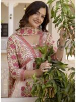 Floral Printed Regular Pure Cotton Kurta with Trousers & Dupatta - Image 7