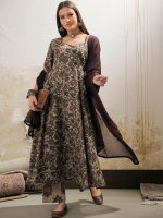 Shae by SASSAFRAS Floral Printed Sweetheart Neck Pure Cotton Kurta With Palazzos & Dupatta