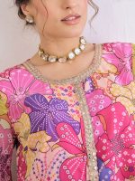 Shae by SASSAFRAS Floral Printed Zari Straight Kurta With Sharara - Image 2