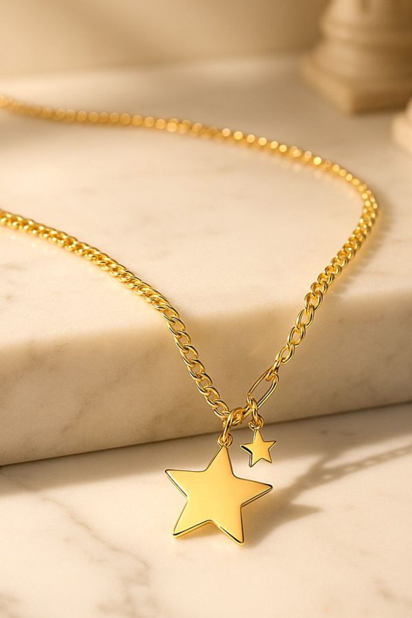 Rubans 18K Gold-Plated Stainless Steel Tarnish-Free Waterproof Star Charm Layered Necklace