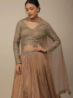 Gorgeous Beige Sequins Georgette Party Wear Lehenga Choli - Image 2