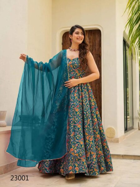 Beautiful Digital Printed Ethnic Wear Fully Flared Gown Set Collection