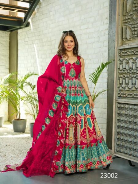 Beautiful Digital Printed Ethnic Wear Fully Flared Gown Set Collection