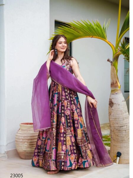 Beautiful Digital Printed Ethnic Wear Fully Flared Gown Set Collection
