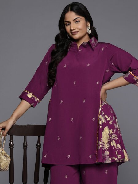 A PLUS BY AHALYAA Plus Size Printed Co-Ords
