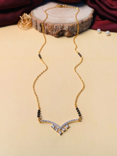 ABDESIGNS Gold-Plated AD-Studded & Beaded Mangalsutra